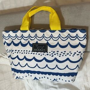 Scout insulated cooler lunch bag tote velcro dog dachshund blue white yellow new